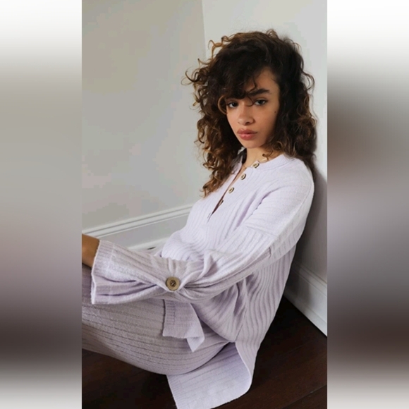 Free People Around The Clock Pullover Ribbed Sweater Lavender Purple Sz Xs - Picture 1 of 11